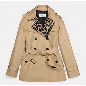 COACH F55144 Leopard Block Trench Coat Size L